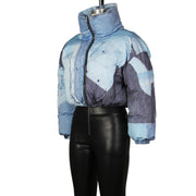 Casual Color Block Print Padded Cotton Jacket ZSD 0633