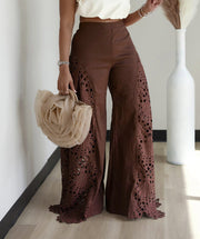 Lace Hollow Out High Waist Wide Leg Pants LSD 2768