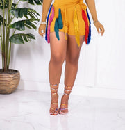 Colorful Tassel Patchwork Sports Shorts OMY 11007