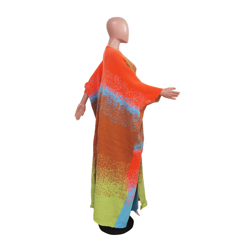 Casual Color Block Loose Knits Long Coat TR 1320
