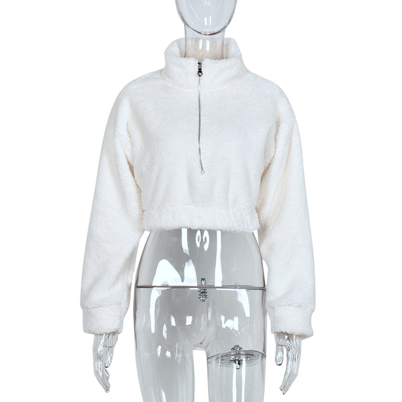 Long Sleeve Warm Plush Zipper Sweatshirt GNZD 8030DN
