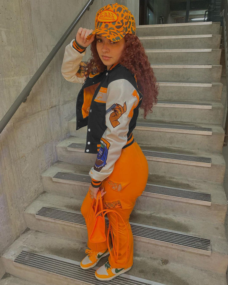 Thickened Embroidered Color Block Baseball Jacket CM 001