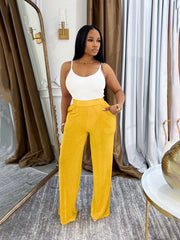 Loose Glossy High waisted Wide leg Pants SFY 694