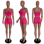 Sexy Solid Cami Top And Shorts 2 Piece Sets HMS 5474