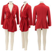 Plus Size Solid Full Sleeve Blazer Coat HNIF DHN047