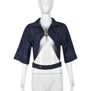 Half Sleeve Lapel Denim Short Coat GNZD 9761TD