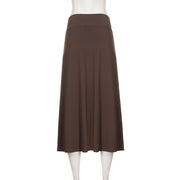 Solid Color Split Midi Skirt GPKJ MR48754