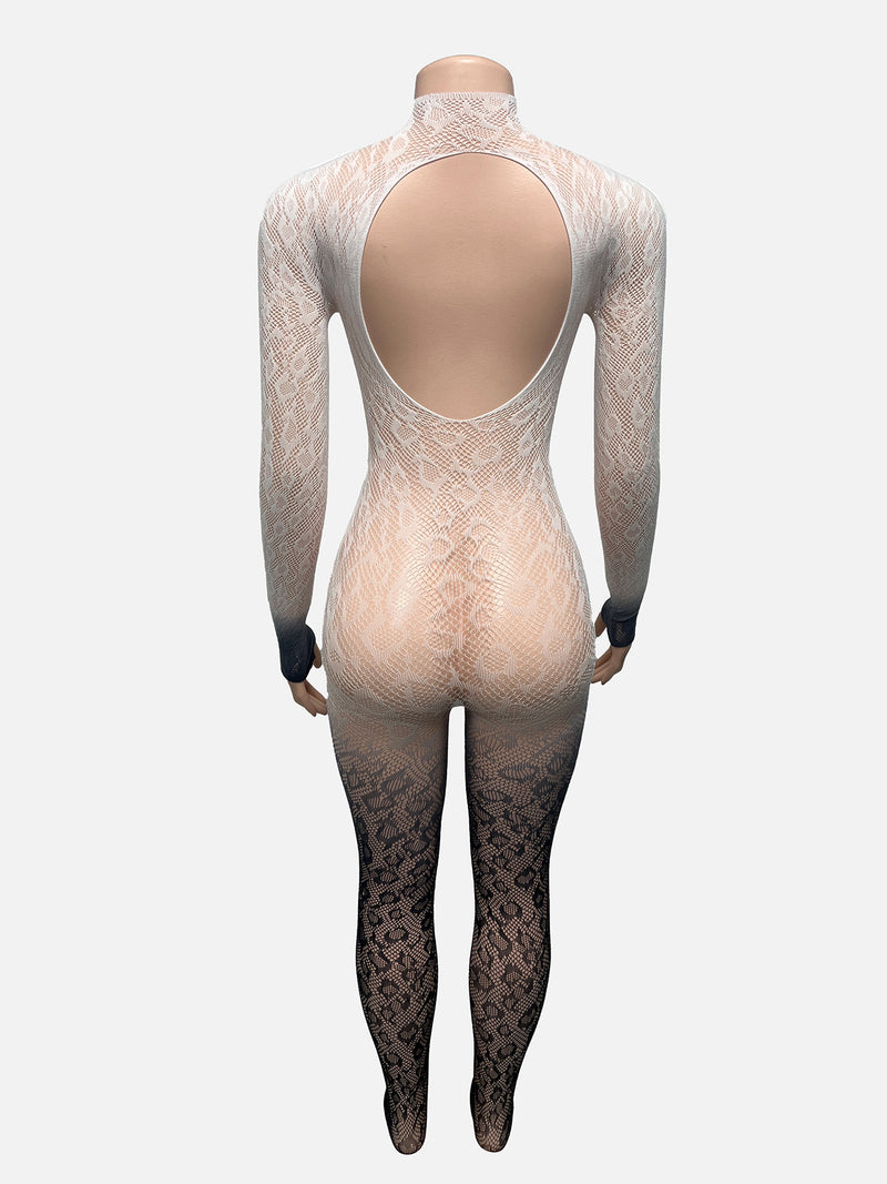 Sexy Hollow Out Knits Lace Jumpsuit GQNF Y00589QL