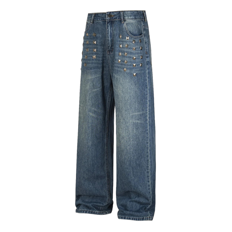 Plus Size Rivet Detail Straight Leg Jeans GYLN 4689