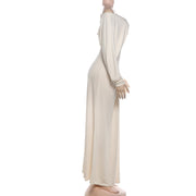 Lace Patchwork Long Sleeve Maxi Dress DLSF K6D14452A