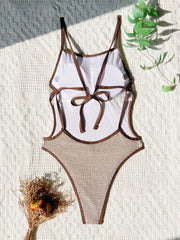 Solid Color Backless Sling One Piece Swimsuit CASF 6739