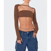 Solid Backless Tube Tos Bandage Two Piece Tops ASL 6680