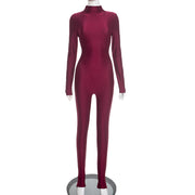 Solid Color Long Sleeve Slim Jumpsuit MXBF J25JP448