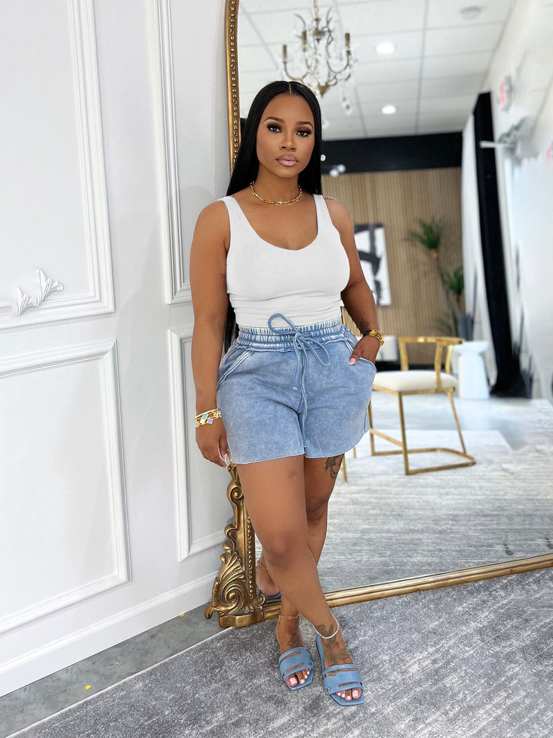 Solid Color Drawstring Casual Shorts SFY 735