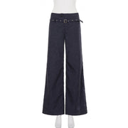 Fashion Stripe Belt Straight Pants GPKJ MR49906