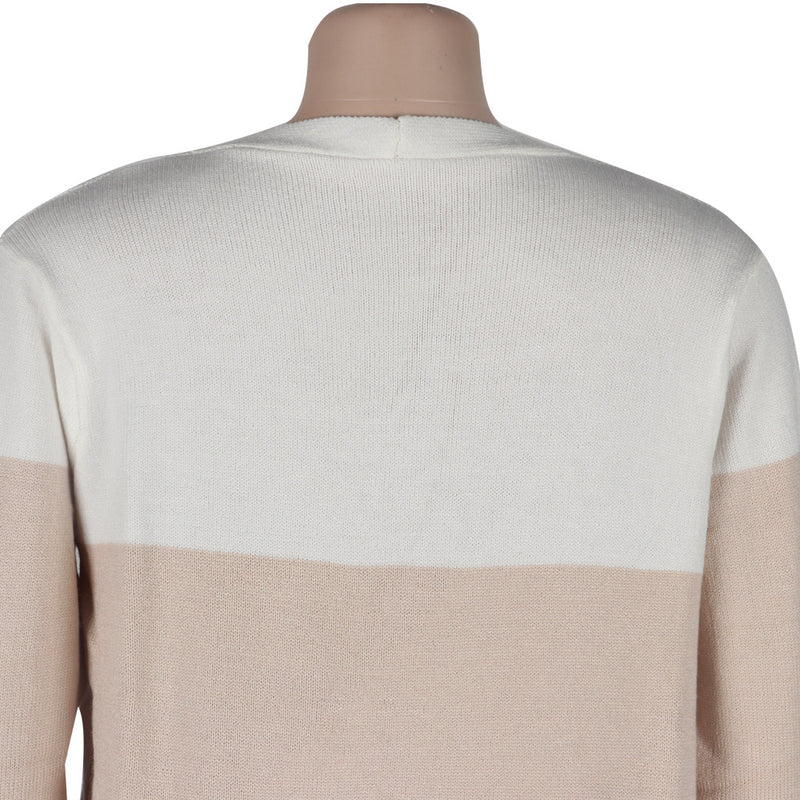 Knitted Striped Full Sleeve Midi Sweater Cardigan FSXF F333
