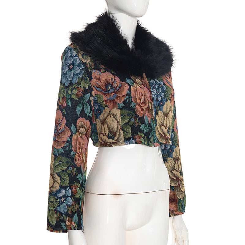 Vintage Floral Jacquard Patchwork Coat GDSF Q26TP222