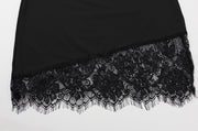 Lace Patchwork Solid Color Sling Mini Dress SHMF 6206