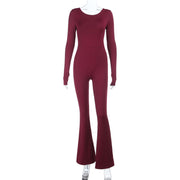 Solid Color Long Sleeve Backless Jumpsuit FL 25224