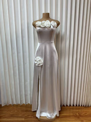 3D Rose Backless Maxi Dress GMYU 95651