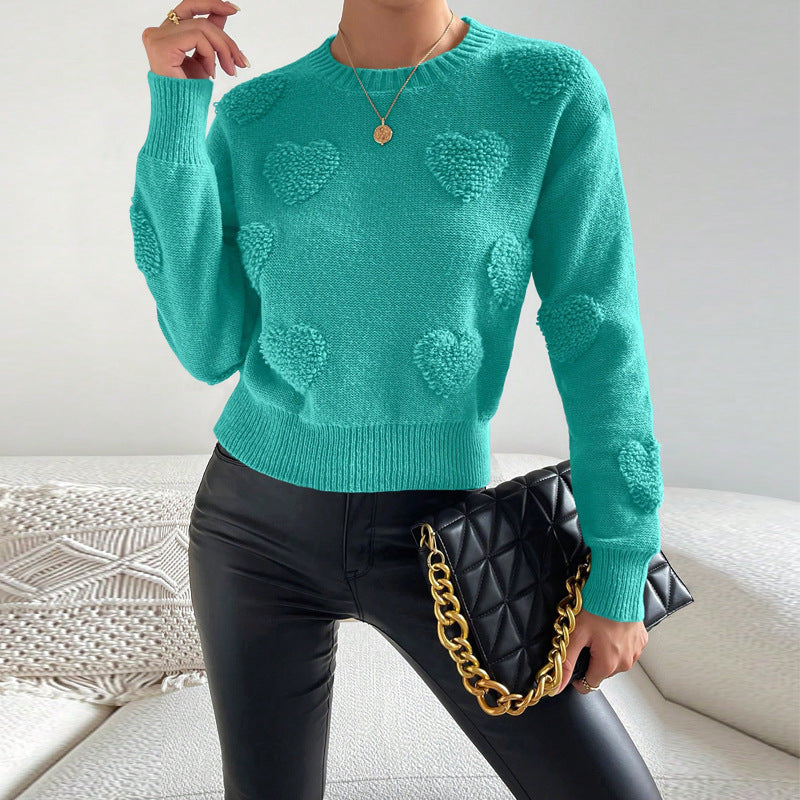 Peach Heart Sweater Pullover Long Sleeve Top GDAM 1021