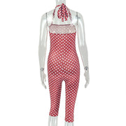 Halterneck Polka Dot Print Jumpsuit GJYO JP006361