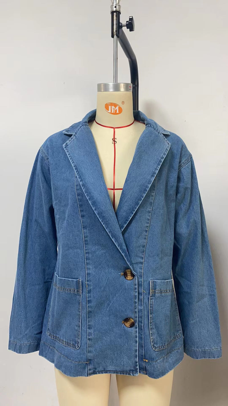 Fashion Washed Blue Denim Blazer GYAN 32137