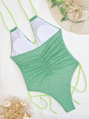 Sexy Halter Bandage Backless One Piece Swimsuit CASF 6551