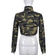 Tie Up High Collar Camouflage Coat GNZD 7831TG