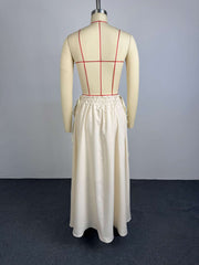 Solid Color Tie Up Long Skirt GCNE 75291