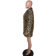 Leopard Print Long Sleeve Loose Plush Jacket NK 8629