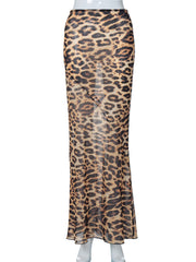Leopard Print Chiffon Fishtail Skirt GKLK D4315729Y