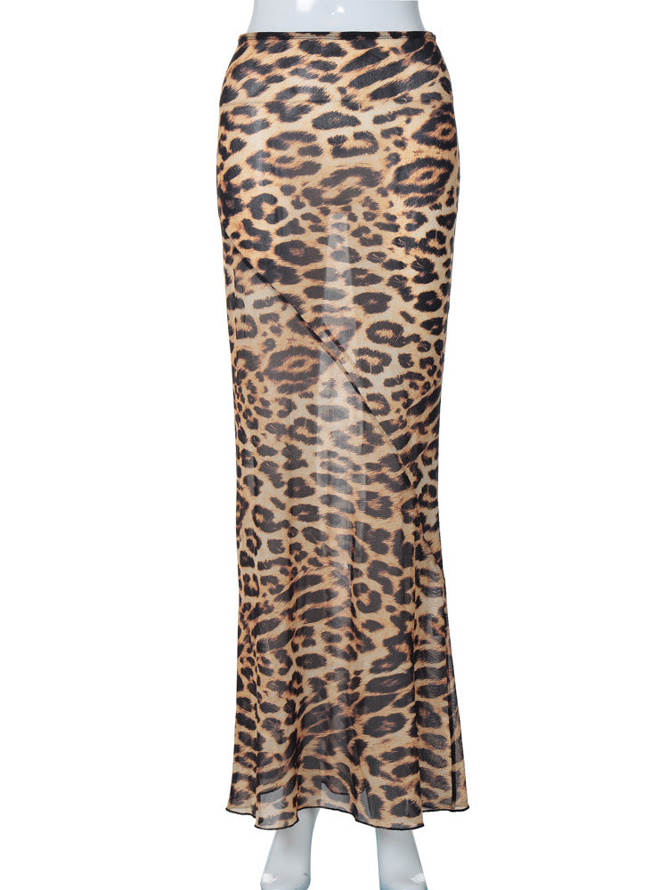 Leopard Print Chiffon Fishtail Skirt GKLK D4315729Y