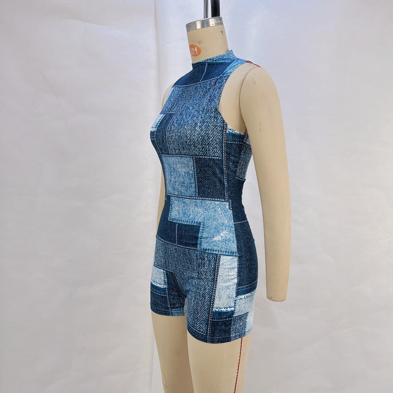 Print Sleeveless Romper GPBY JM14496