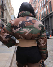 Vintage Camouflage Printed Short Jacket Cotton Coat ZSD 0712