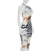 Sexy Halterneck Backless Print Seventh Jumpsuit MXBF J26JP173