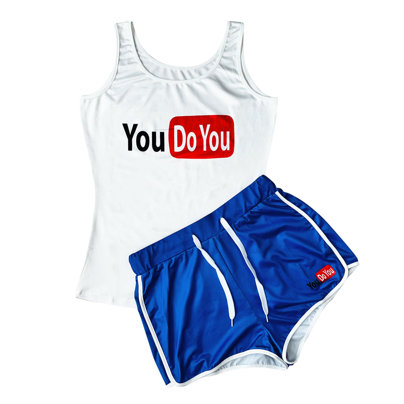 Casual Sports Print Tank Top And Shorts Two Piece Set SHD 9415