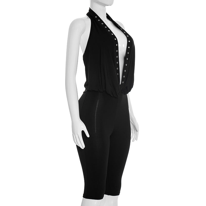Deep V Neck Backless Seventh Jumpsuit GDSF J26JP015