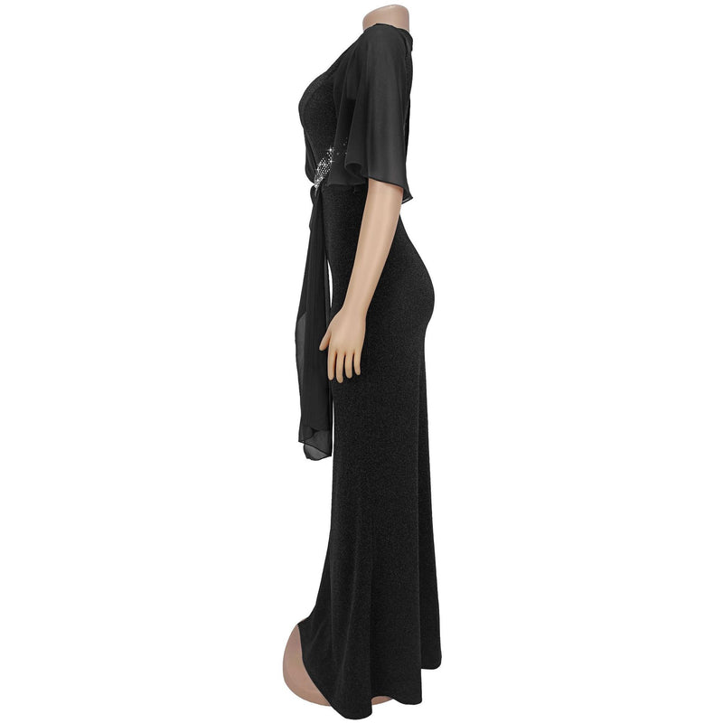 Hot Drill Chiffon Slim Maxi Dress BY 7372