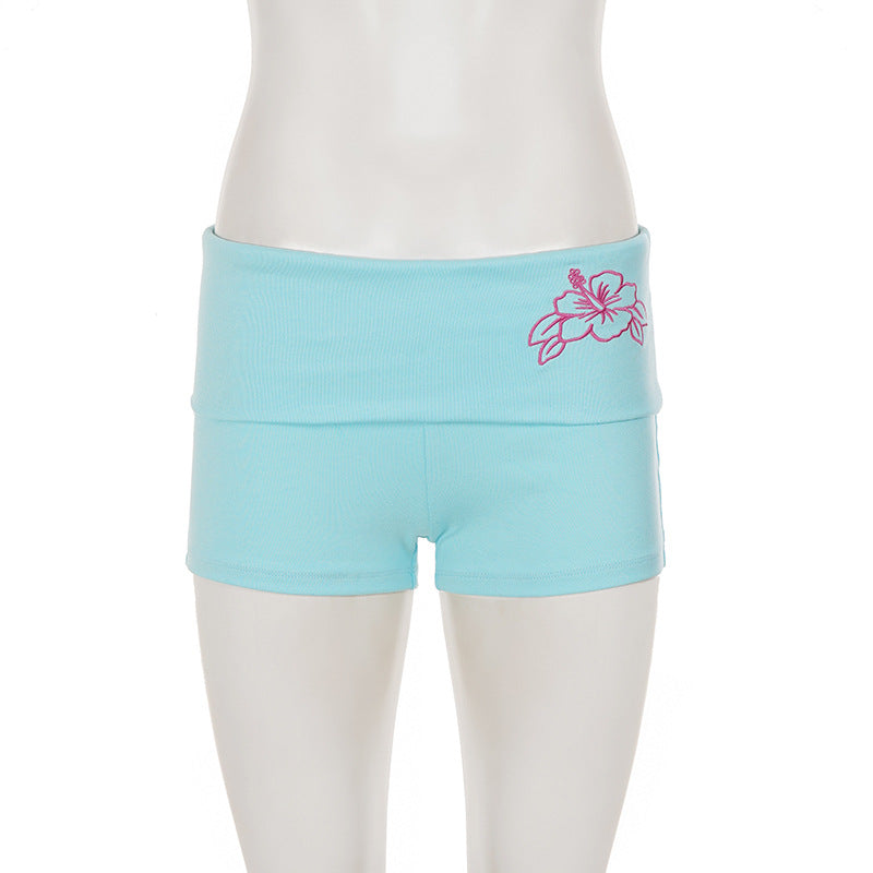 Flower Embroidery Beach Shorts GPKJ MR50614