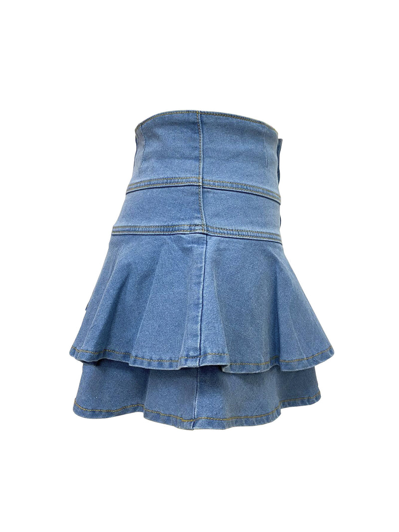 Casual Zipper Double Layer Ruffle Skirt LSD 2227