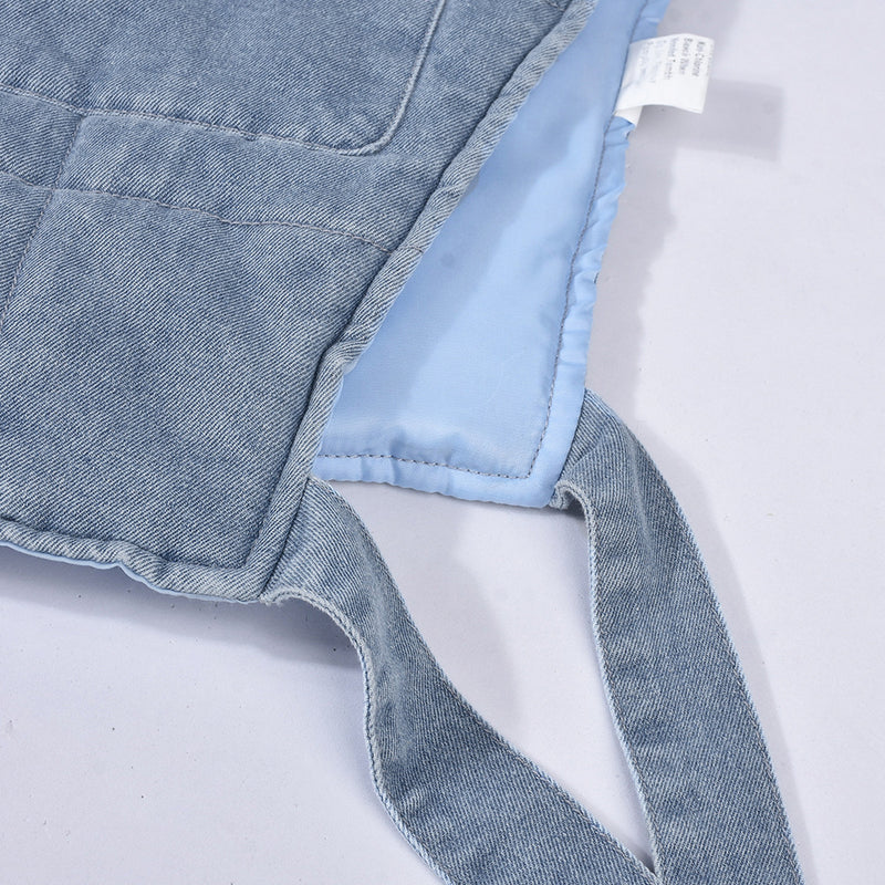 Denim Hollow Out Straps Hooded Vest GBTF 9124