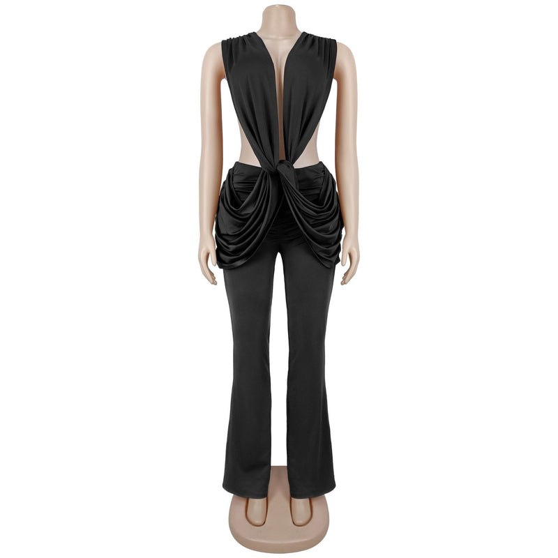 Backless Solid Color Jumpsuit BY 7722