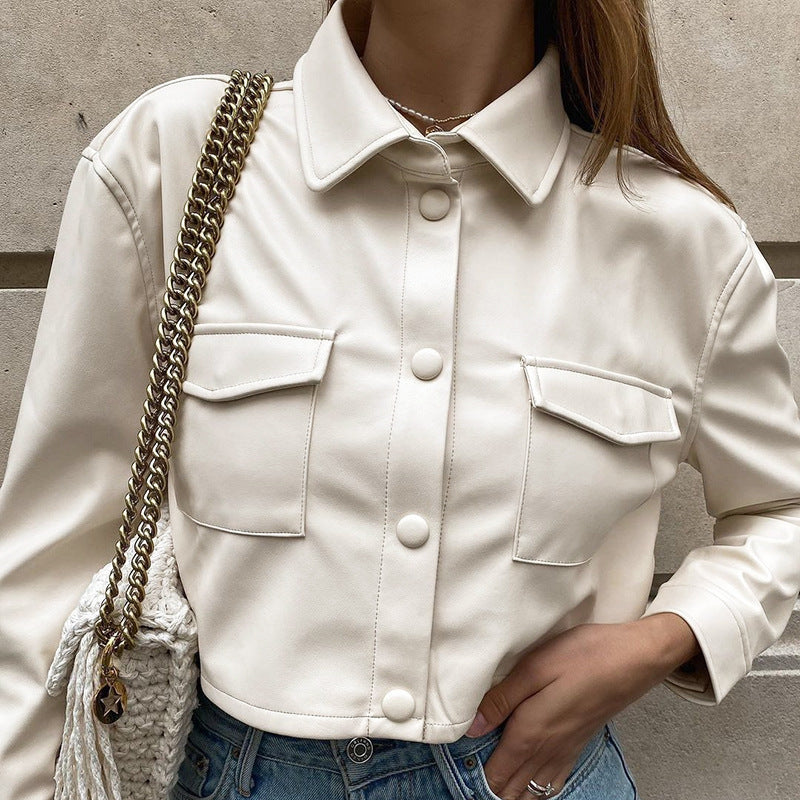 Long Sleeve PU Leather Short Jackets GPBY 13358