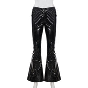 PU Leather Micro Flare Pants GPKJ MR45465