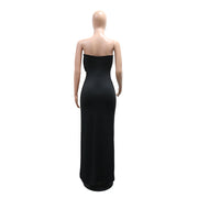 Solid Color Hot Drill Off Shoulder Maxi Dress CYA 902491
