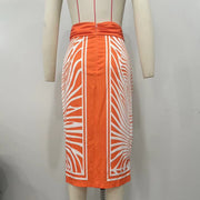 Printed Irregular Half body Long Skirt OLYF 6148