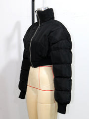 Black Short Down Cotton Jacket SH 391141