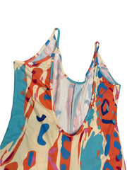 Plus Size V Neck Print Graffiti Print Sling Jumpsuit QMZF 1837
