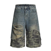 Plus Size Camouflage Patchwork Holes Seventh Jeans GYLN 3071